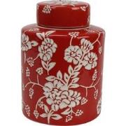 Fine Asianliving Chinese Gemberpot Porselein Rood Bloemen