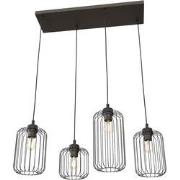 industriële hanglamp Mariani Zwart 4-lichts