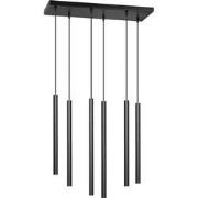 minimalistische hanglamp Longo Zwart 6-lichts