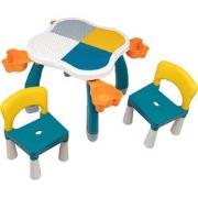 Decopatent® - Kindertafel met 2 Stoeltjes - Speeltafel met bouwplaat e...