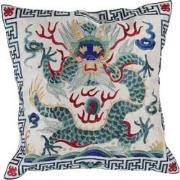 Fine Asianliving Kussenhoes Volledig Geborduurd Wit Draak 45x45cm