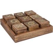 Deco Object Tic Tac Toe in kistje Hout - Goud/Bruin - L23 x B23 x H7 c...