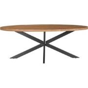 Livingfurn - Eetkamertafel Rocky Oval 240 cm - Mangohout / Gecoat Staa...