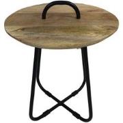 HSM Collection-Ronde Bijzettafel Met Handvat-45x45x55-Naturel/Zwart-Ma...