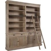 J-line - Bibliotheekkast + Ladder Hout Grey Wash - 200x41x232cm