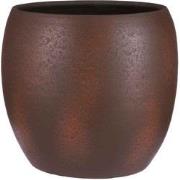 Mica Decorations Bloempot Lester rond mat roestbruin stone handgemaakt...