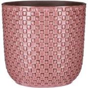 Mica Decorations Bloempot Daan  Keramiek rond roze met motief - 20.5 x...