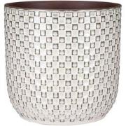 Mica Decorations Bloempot Daan  Keramiek rond wit met motief  - 20.5 x...