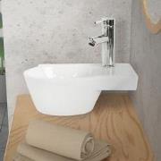 Ovale wastafel met kraangat rechts 37,5x19x14 cm Wit keramiek ML desig...