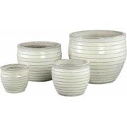 PTMD Bloempot Triston - 46x46x37 cm - Keramiek - Creme - Set van 4