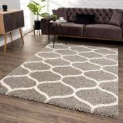 Tapijtenloods Madrid Shaggy Design Vloerkleed Grijs Hoogpolig- 80x150 ...