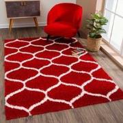 Tapijtenloods Madrid Shaggy Design Vloerkleed Rood Creme Hoogpolig- 80...