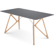 Tink table houten eettafel whitewash - met linoleum tafelblad nero - 1...