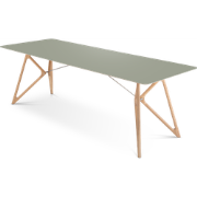 Tink table houten eettafel whitewash - met linoleum tafelblad dark oli...