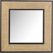 J-line - Spiegel Molly Exotiek Hout/rotan Zwart Small - 80.5x3.5x80.5c...
