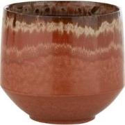 J-line - Bloempot Aline Keramiek Rood Medium - 24.5x24.5x23.5cm