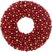 J-line - Krans Rond Balletjs Plastiek Rood/goud - 50x9x50cm