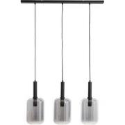 Light&living Hanglamp 3L 100x22x32 cm LEKAR zwart+smoke glas