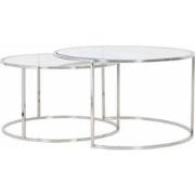 Light&living Salontafel S/2 Ø65x39+Ø75x44 cm DUARTE nikkel+glas