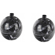 Present Time Candle Holder Marble Look Large Black - Set van 2