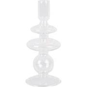 2x Present Time Candle Holder Glass Art Rings Medium Clear