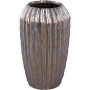 PTMD Bodi Bronze ceramic pot round high ribbed S