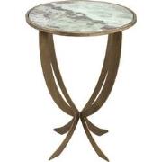 PTMD Laiko white metal sidetable marble print round