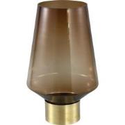 PTMD Faya brown Glass vase on metal gold high s