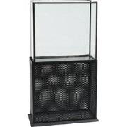 PTMD Sita Black metal lantern with glass rectangle L