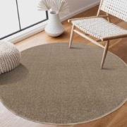 Tapijtenloods Uni Rond Effen Laagpolig Vloerkleed Modern Beige- 200 CM...