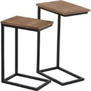 J-line - S/2 Bijzettafel Rechthoek Metaal/hout Zwart/naturel - 42x28x6...