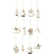 J-line - Doos Met 12 Hangers Hout Wit/goud - 30.5x29x4.5cm