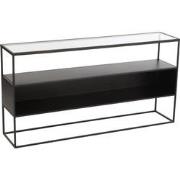 J-line - Console Vierkant Metaal/glas Zwart - 140x30x72cm