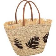 J-line - Strandtas Blad Jute Naturel/donker Bruin - 48x22x55cm