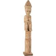 J-line - Afrikaans Figuur Staand Hout Naturel Medium - 14x14x88.5cm