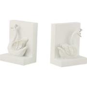 J-line - Set 2 Boekensteun Poly Wit/zilver - 7x11x14cm