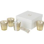 J-line - Doos 4 Geurkaars M-chic Glas Goud-21u - 6.5x6.5x7.5cm