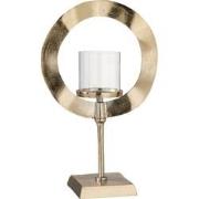 J-line - Windlicht Rond Voet Aluminium Goud Small - 29x14x47cm