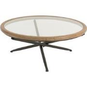 J-line - Tafel Rond Hout/glas Bruin Large - 100x100x40cm