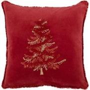 J-line - Kussen Boom Textiel Rood/goud - 45x45x12cm