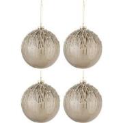 J-line - Doos Van 4 Kerstballen Parels Glitter Glas Grijs Large - 12x1...