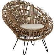 J-line - Stoel Lounge Vivi Met Kussen Rotan/ijzer Naturel - 104x82x96c...