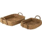 J-line - Set Van 2 Manddienbladen Waterhyacint Natuur - 51x48x16cm