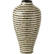 J-line - Vaas Strepen Zeeschelpen/bamboo Zwart/wit - 27x27x48cm