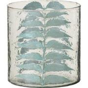 J-line - Vaas Blauw Blad Glas Small - 15x15x16cm