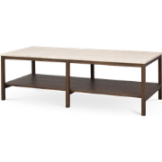 Orwel salontafel met travertin tafelblad donker eiken - 140 cm