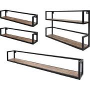 Home67 Set Wandplanken Vintage - 2x 60 cm + 1x 140 cm + 1x Duo - Mango...