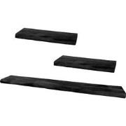 Wandplank Pure Zwart Mangohout - Set van 3 Groot