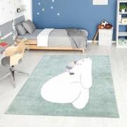 Tapijtenloods Vloerkleed Beer Laagpolig Anime Kids Groen Creme- 120x17...