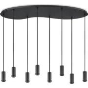 Metaal kroonluchter - Industrie hanglamp - Zwart - Met 8 pcs lampvoete...